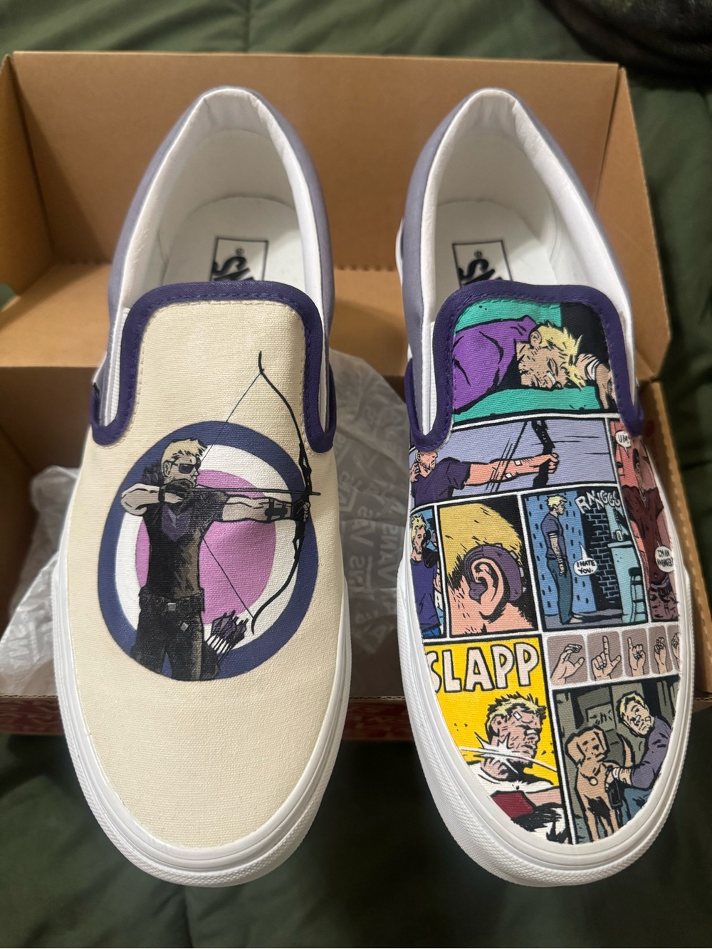 Custom hand painted Hawkeye vans